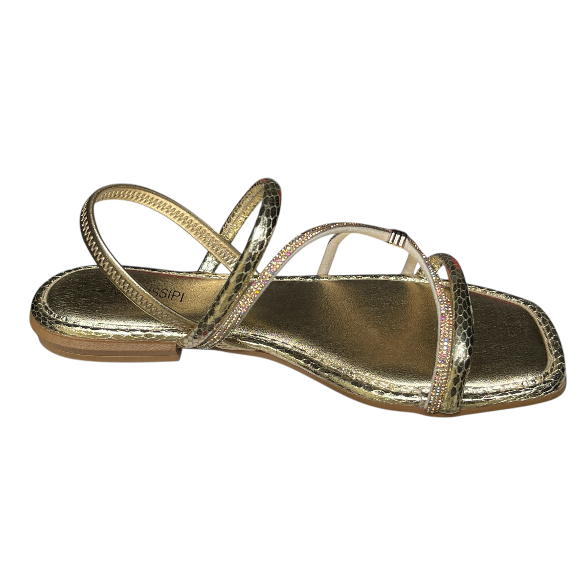 Sandália Feminina Rasteirinha Strass Metalizada Mississipi MC791