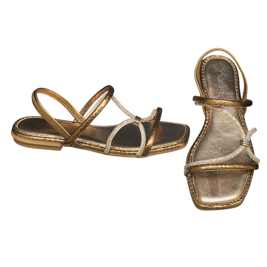 Sandália Feminina Rasteirinha Strass Metalizada Mississipi MC791