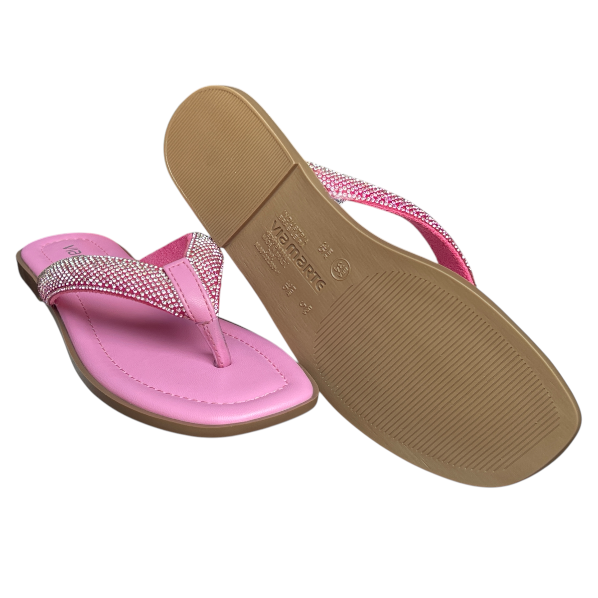 Chinelo Feminino Rasteirinha Dedo Strass Via Marte 173-018-01
