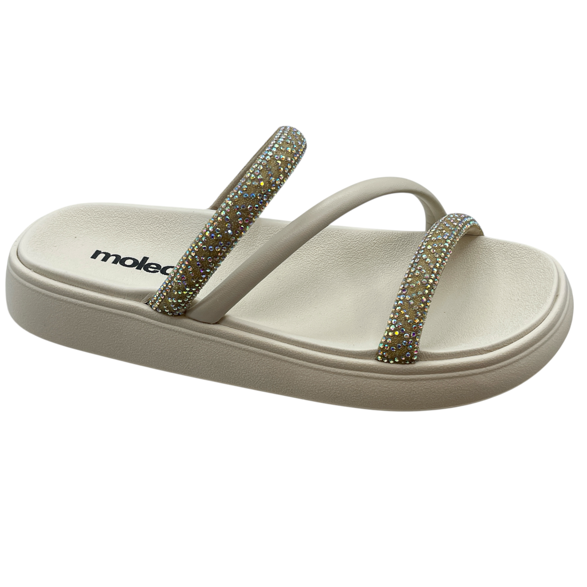 Sandalia Feminina Flatform Brilho Strass Tira Moleca 5469.121.28277