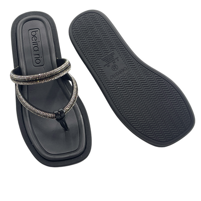 Tamanco Feminino Plataforma Dedo Tiras Strass Beira Rio 8487.208