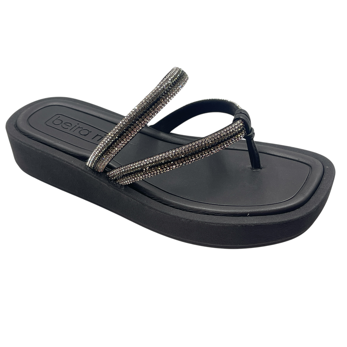 Tamanco Feminino Plataforma Dedo Tiras Strass Beira Rio 8487.208