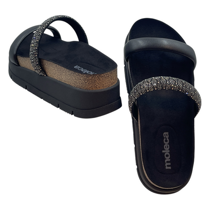Chinelo Tamanco Slide Feminino Flatform Strass Moleca 5513.105