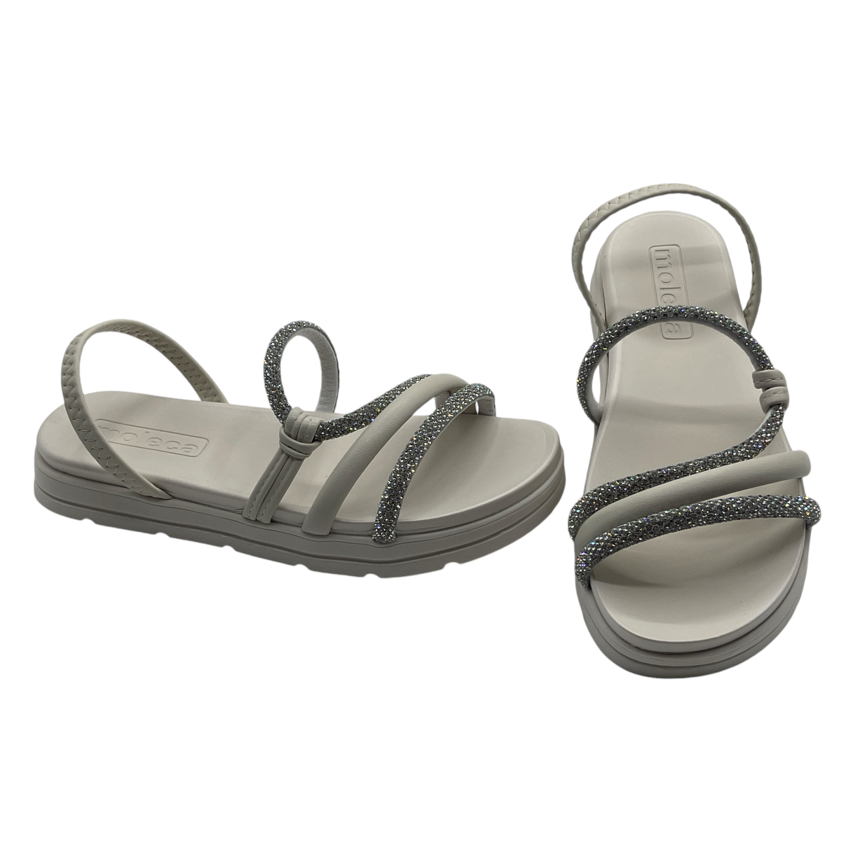 Sandália Feminina Papete Flatform Strass Moleca 5490.113