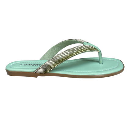 Chinelo Feminino Rasteirinha Dedo Strass Via Marte 173-018-01