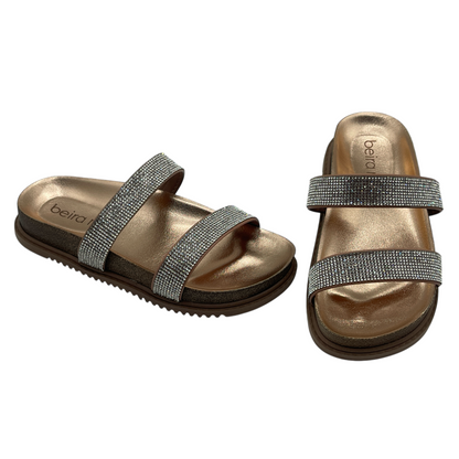 Sandália Rasteira Slide Strass Metalizado Beira Rio 8523.106.18962
