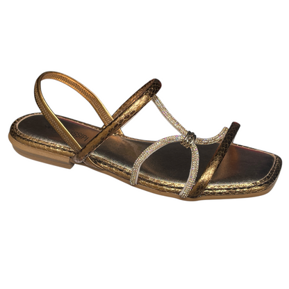 Sandália Feminina Rasteirinha Strass Metalizada Mississipi MC791