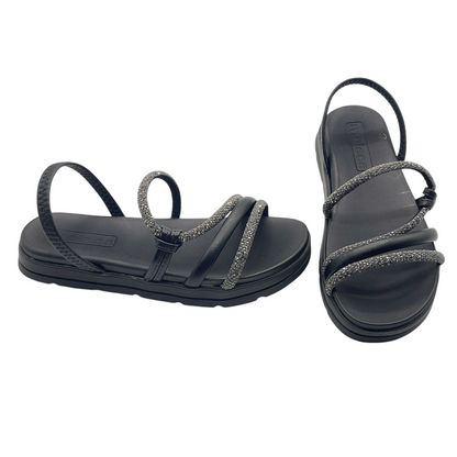 Sandália Feminina Papete Flatform Strass Moleca 5490.113