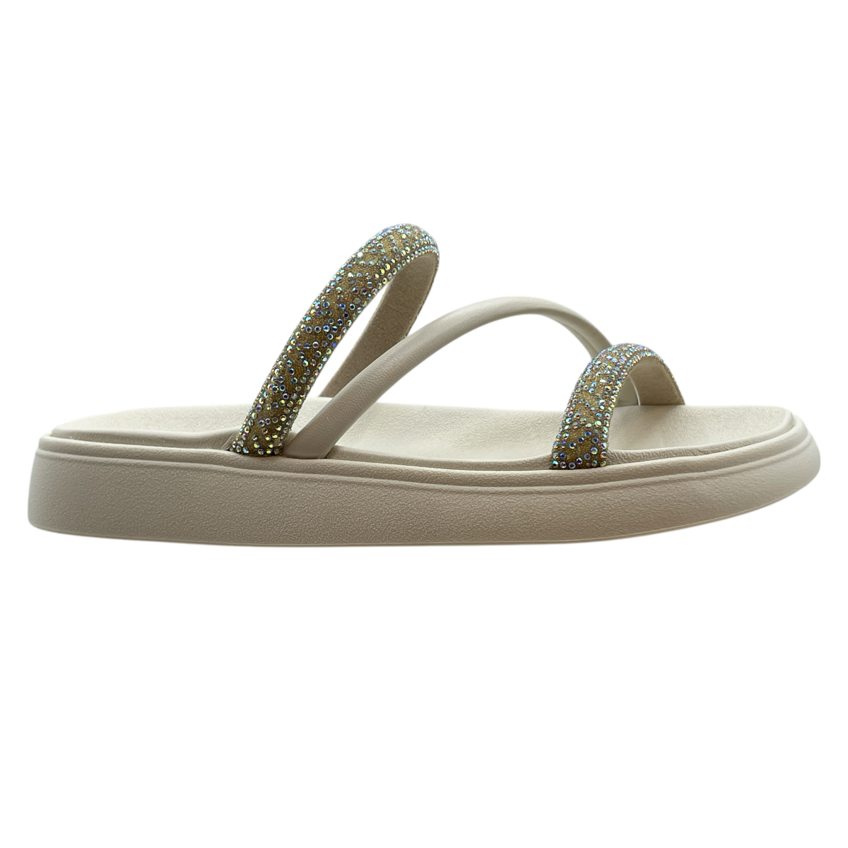 Sandalia Feminina Flatform Brilho Strass Tira Moleca 5469.121.28277