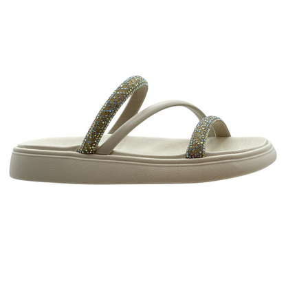 Sandalia Feminina Flatform Brilho Strass Tira Moleca 5469.121.28277