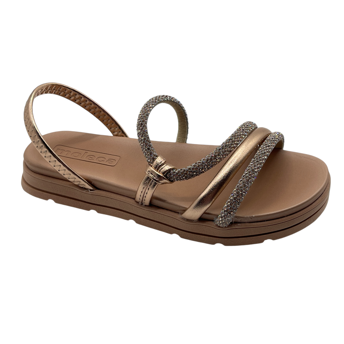 Sandália Feminina Papete Flatform Strass Moleca 5490.113