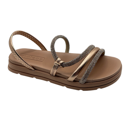 Sandália Feminina Papete Flatform Strass Moleca 5490.113