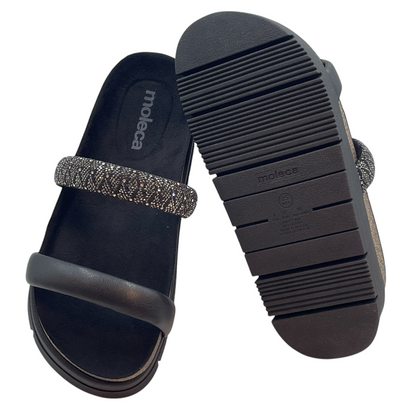 Chinelo Tamanco Slide Feminino Flatform Strass Moleca 5513.105