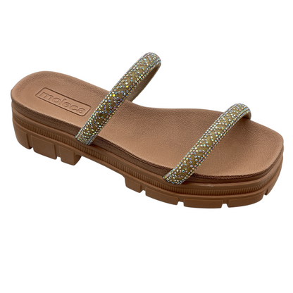 Chinelo Tamanco Flatform Strass Tratorado Moleca 5501.103.28260