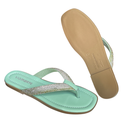 Chinelo Feminino Rasteirinha Dedo Strass Via Marte 173-018-01