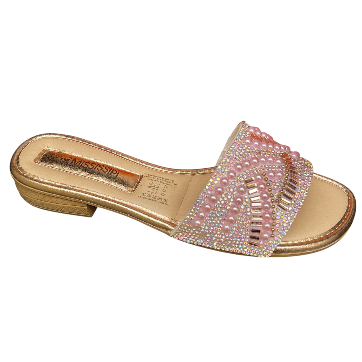 Tamanco Slide Salto Baixo Strass Bertini Mississipi MA641