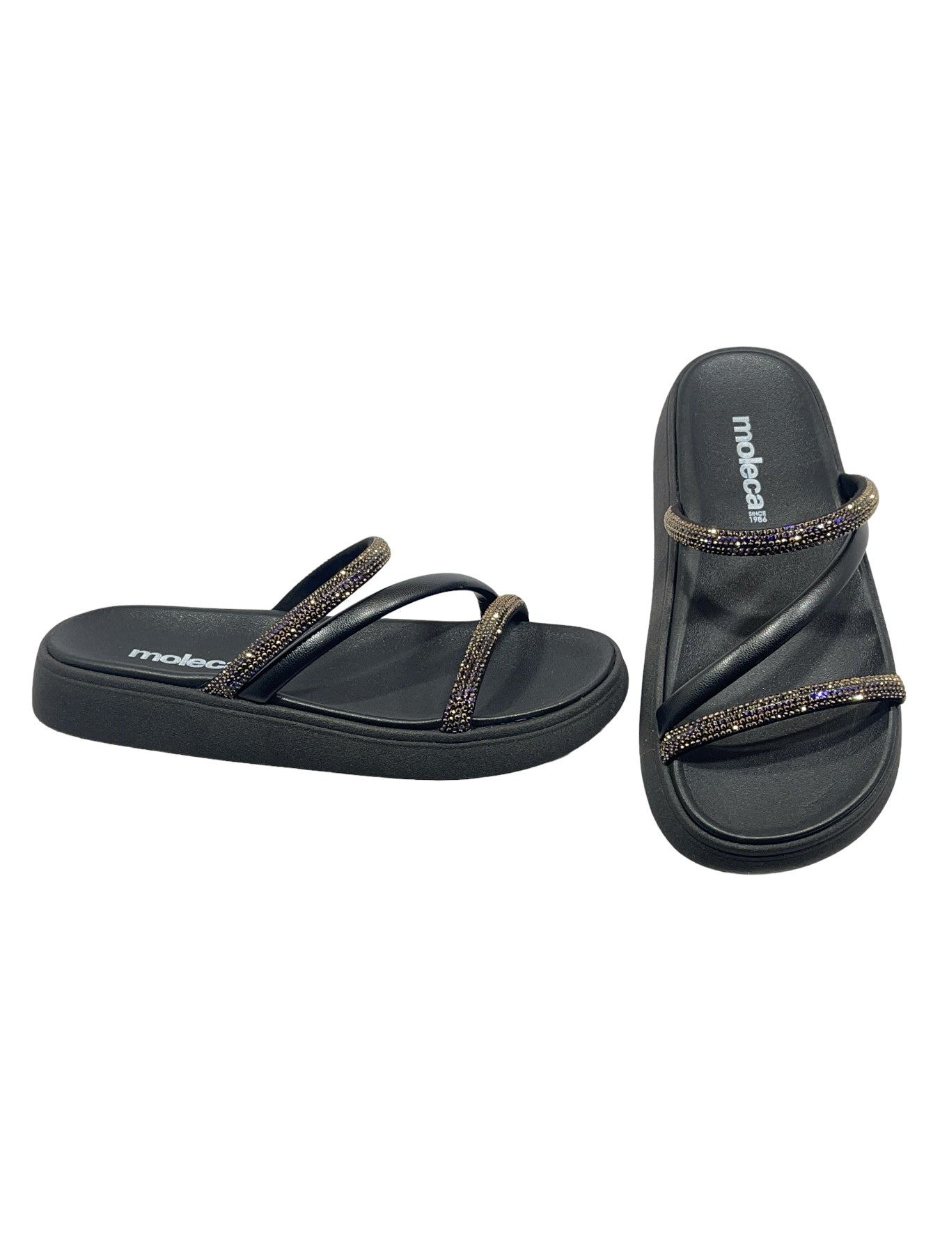 Sandália Rasteira Tira Pronta Veneza Strass Moleca 5469.121.28041