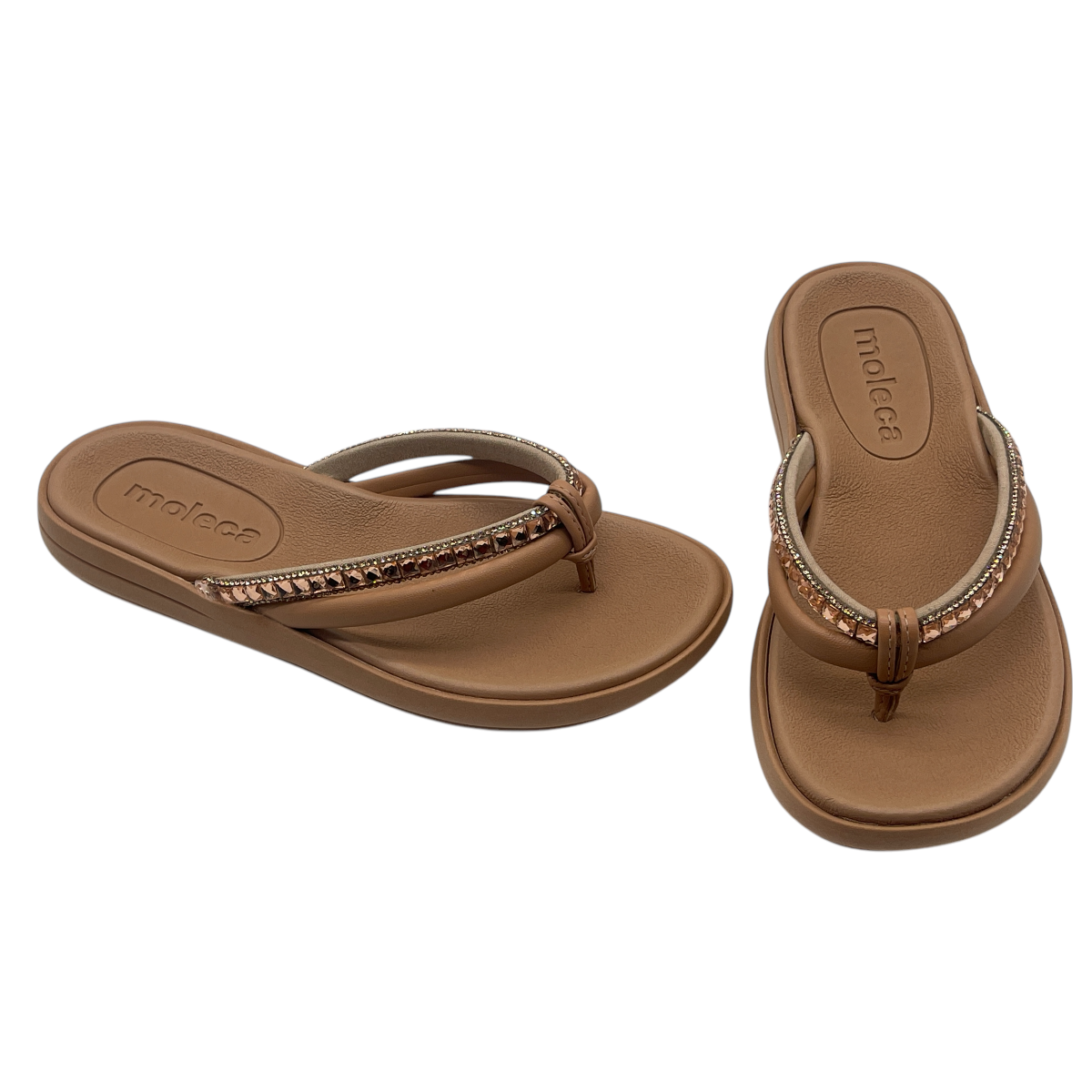 Chinelo Tamanco Feminino Dedo Pedras Strass Moleca 5525.102