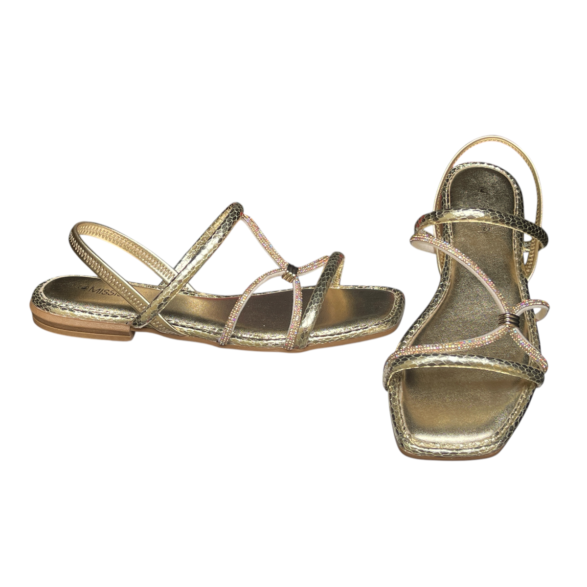 Sandália Feminina Rasteirinha Strass Metalizada Mississipi MC791