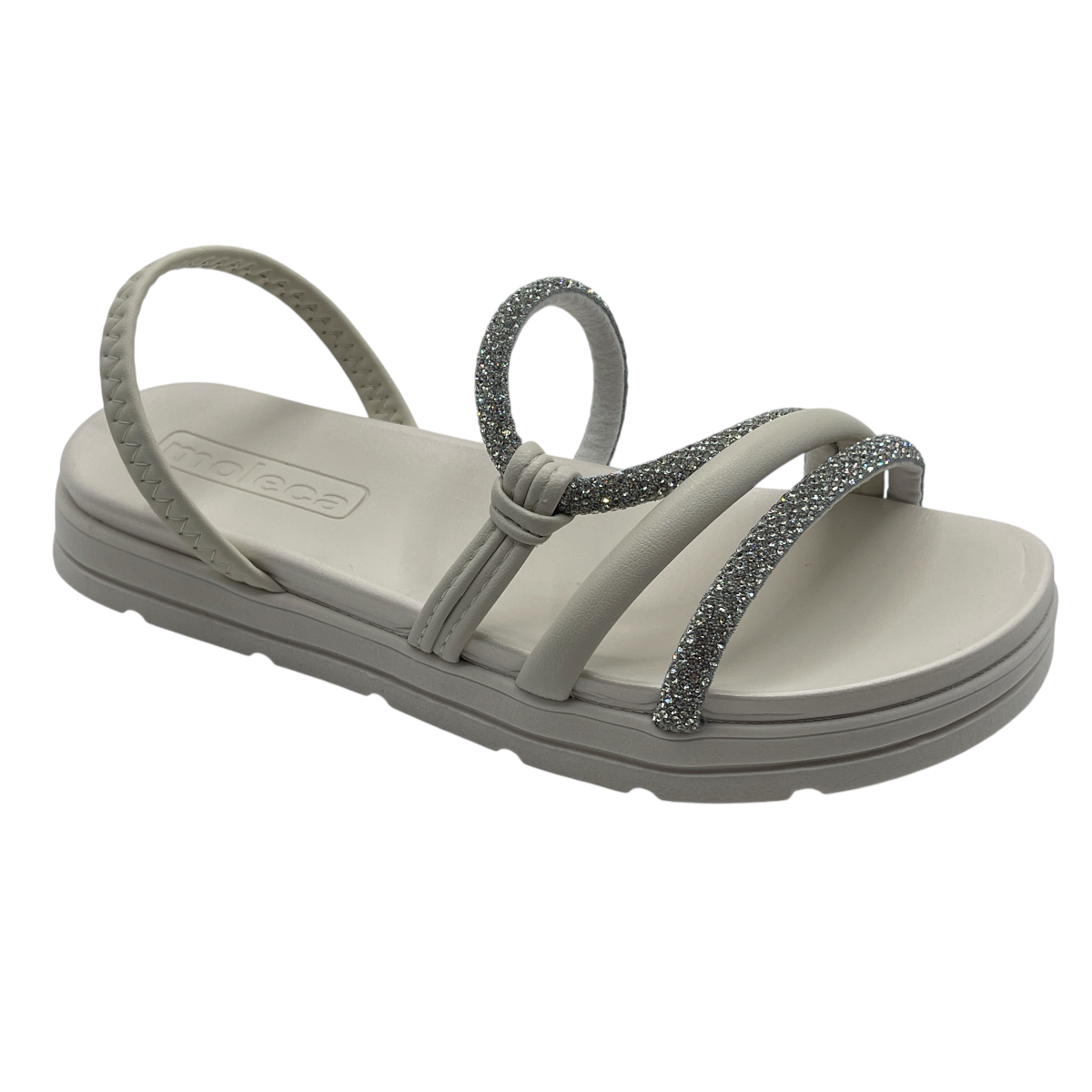 Sandália Feminina Papete Flatform Strass Moleca 5490.113