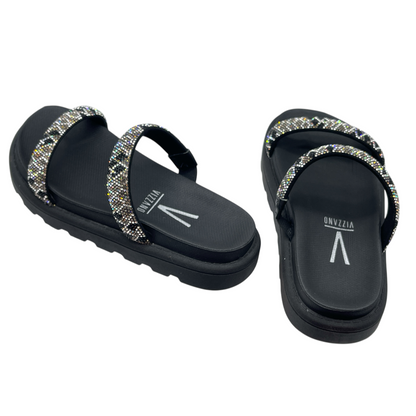 Chinelo Tamanco Slide Flatform Venezza Strass Vizzano 6459.110.28509