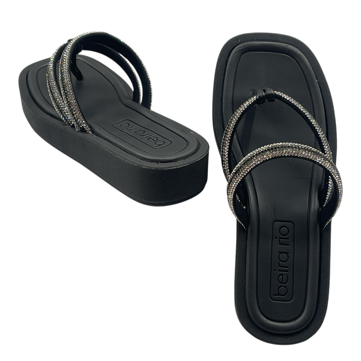 Tamanco Feminino Plataforma Dedo Tiras Strass Beira Rio 8487.208