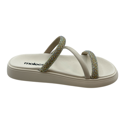 Sandalia Feminina Flatform Brilho Strass Tira Moleca 5469.121.28277