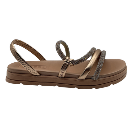 Sandália Feminina Papete Flatform Strass Moleca 5490.113